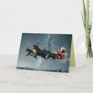 Grappige kerstkaart van Berner Sennenhond Feestdagen Kaart