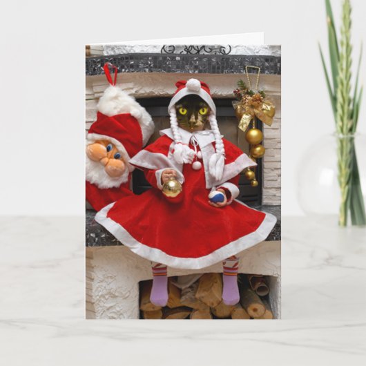 Grappige kerstkaart van de Kerstman Feestdagen Kaart (Voorkant)