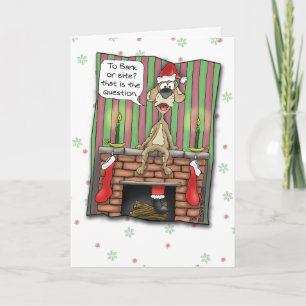 Grappige Kerstkaarten: De hond van de wacht op Feestdagen Kaart