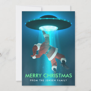 Grappige kerstkaarten Kerstkaarten Santa UFO Feestdagenkaart