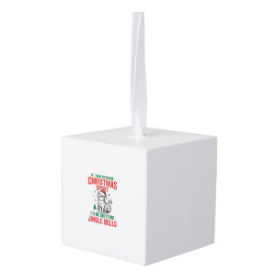 Grappige Kerstkat Geest Vintage Gravure Ontwerp Kubus Ornament