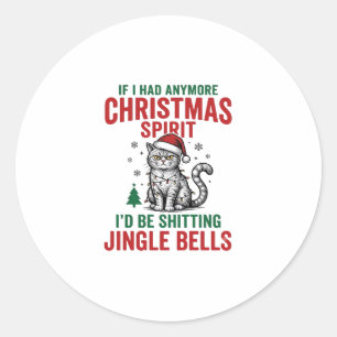 Grappige Kerstkat Geest Vintage Gravure Ontwerp Ronde Sticker