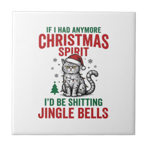 Grappige Kerstkat Geest Vintage Gravure Ontwerp Tegeltje