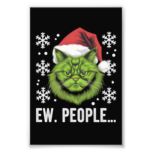 Grappige Kerstkat Iew Mensen Meowy Kattenliefhebbe Foto Afdruk