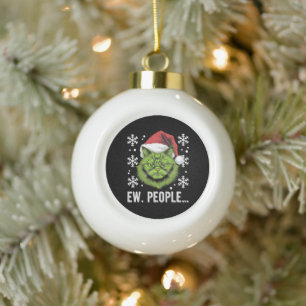 Grappige Kerstkat Iew Mensen Meowy Kattenliefhebbe Keramische Bal Ornament