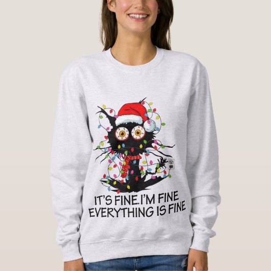 Grappige Kerstkat Ik ben Fijne Vrouwen Sweatshirt (Voorkant)