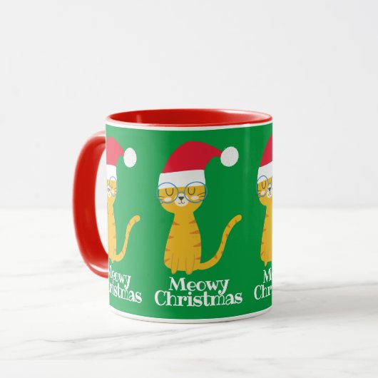 Grappige Kerstkat Mok (Voorkant links)