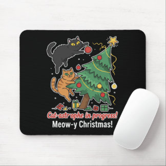 Grappige Kerstkat Muismat - Kat-astrofe in Uitvoer