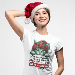 Grappige kerstkat oordeelt je zwijgend t-shirt
