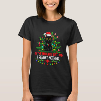 Grappige Kerstkat op de Stoute Lijst Ik Heb Spijt T-shirt
