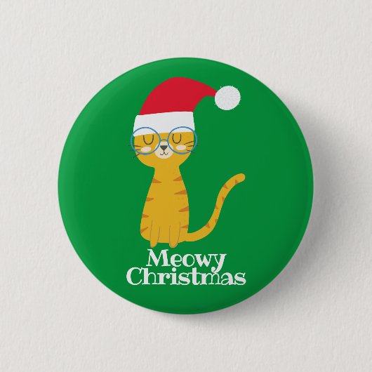 Grappige Kerstkat Ronde Button 5,7 Cm (Voorkant)