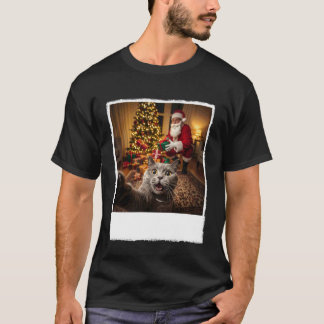 Grappige Kerstkat Selfie met Sinterklaas Geschenke T-shirt