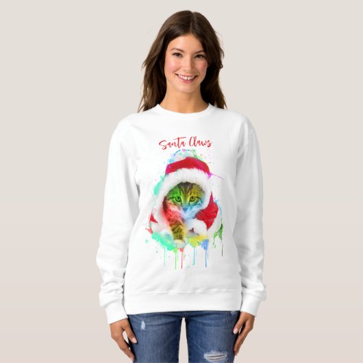 Grappige Kerstkat Sweatshirt Sinterklaas (Voorkant volledig)