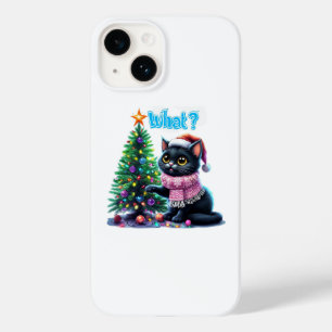 Grappige Kerstkat Wat met Boom Sticker Case-Mate iPhone 14 Hoesje