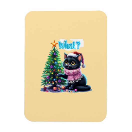 Grappige Kerstkat Wat met Boom Sticker Magneet (Verticaal)