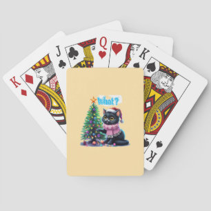 Grappige Kerstkat Wat met Boom Sticker Pokerkaarten