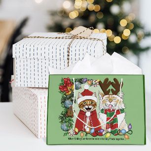 Grappige Kerstkatten Vakantiefoto Broers en Zuster Groot Cadeauzakje