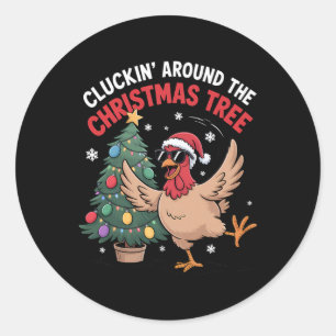 Grappige Kerstkip Kriebelt Rondom Christus Ronde Sticker