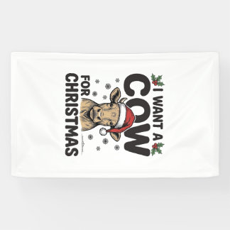 Grappige Kerstkoe Vintage Kersttrui Ontwerp_1 Spandoek