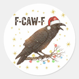 Grappige Kerstkraai Raven F-CAW- F Ronde Sticker