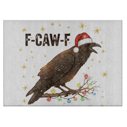 Grappige Kerstkraai Raven F-CAW- F Snijplank (Voorkant)