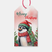 Grappige Kerstkrans Cute pinguïn kerstman Cadeaulabel (Achterkant)