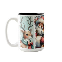 Grappige kerstkunst - Santa, rendier, boom