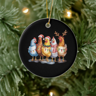 Grappige Kerstlichten Kippen Boerderij Dier Kerstm Keramisch Ornament