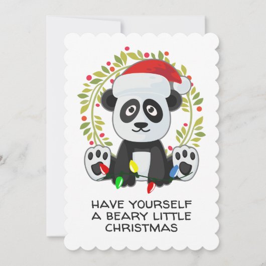 Grappige Kerstlied Pun Panda Feestdagenkaart (Voorkant)
