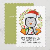 Grappige Kerstlied Stomme Pinguïn Feestdagenkaart (Voorkant / Achterkant)