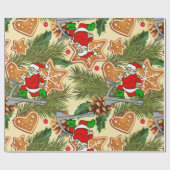 Grappige kerstloopband kerstkoekjes cadeaupapier (Vlak)