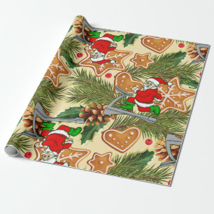 Grappige kerstloopband kerstkoekjes cadeaupapier