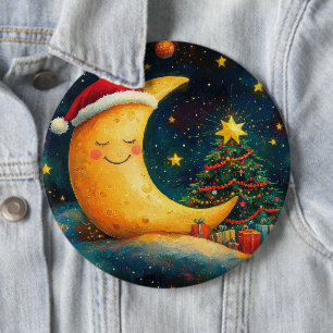Grappige Kerstmaan Melkweg Viering Ronde Button 6,0 Cm