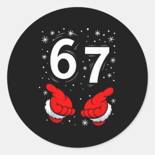Grappige Kerstman 6 7 Meme Zes Zeven Kerstmis 67 I Ronde Sticker