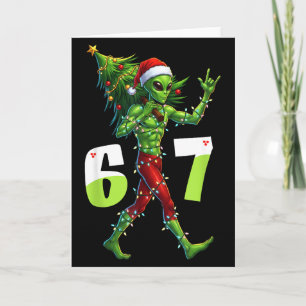 Grappige Kerstman Alien Zes Zeven Meme 67 Kerstman Kaart