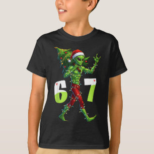 Grappige Kerstman Alien Zes Zeven Meme 67 Kerstman T-shirt