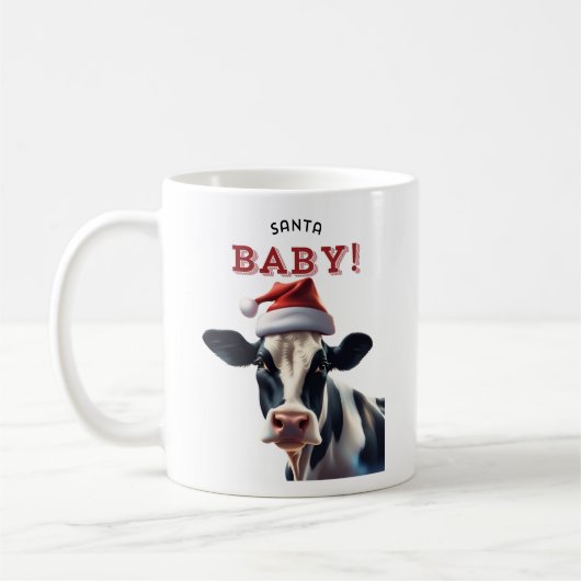 Grappige Kerstman Baby Kerst Holstein Koe Koffiemok (Links)