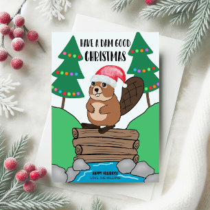 Grappige Kerstman Beverdam Goede Kerst Feestdagenkaart