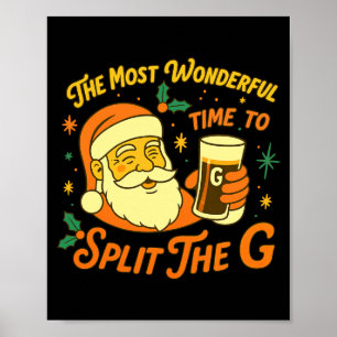 Grappige Kerstman Bier Kerst Gesplitste G, Grappig Poster