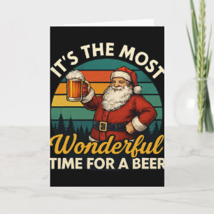 Grappige Kerstman Bier Kerst Retro Vakantie Drinke Kaart
