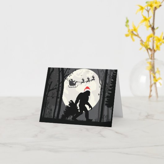 Grappige Kerstman Bigfoot Met Sinterklaas In het B Kaart (Gele Bloem)