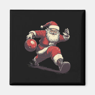 Grappige Kerstman Bowler Bowling Speler Kerstmis X Magneet