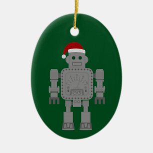 Grappige Kerstman Claus Robot Keramisch Ornament