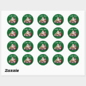 Grappige Kerstman Cookie Claus Feestelijk Ronde Sticker (Vel)