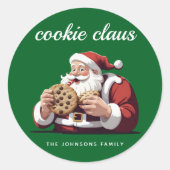 Grappige Kerstman Cookie Claus Feestelijk Ronde Sticker (Voorkant)