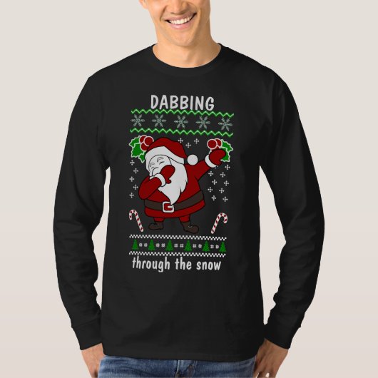 Grappige kerstman dabbing door de sneeuw t-shirt (Voorkant)