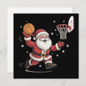 Grappige Kerstman die Basketbal speelt Kerstcadeau Feestdagenkaart (Voorkant / Achterkant)