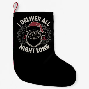 Grappige Kerstman die de hele nacht bezorgt Kerstv Kleine Kerstsok
