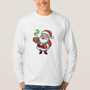 Grappige Kerstman die een Matcha-drankje vasthoudt T-shirt