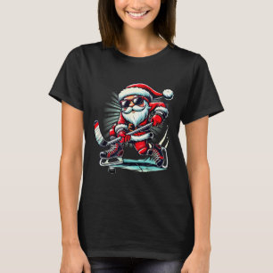 Grappige Kerstman die ijshockey speelt Liefhebbers T-shirt